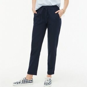 J Crew Navy Blue Drawstring Waist Straight Leg Lightweight Ankle Pants Women's M